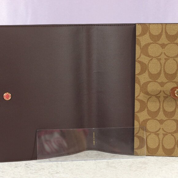 Coach Signature Canvas Planner / Notebook Cover Brown Leather Trim NWOT - Picture 4 of 5